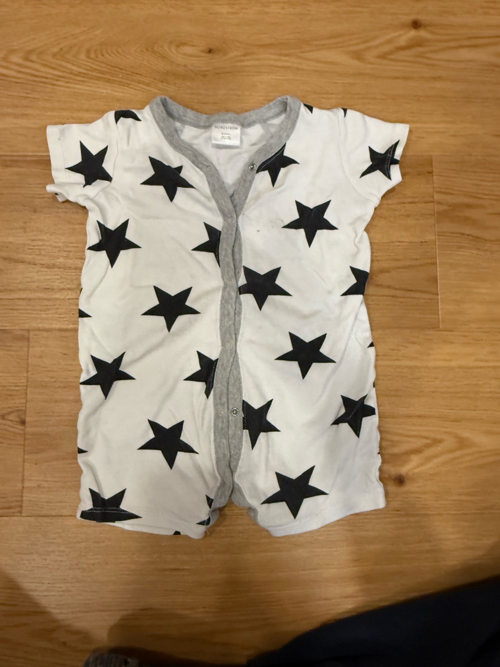White Star Print Snap Romper